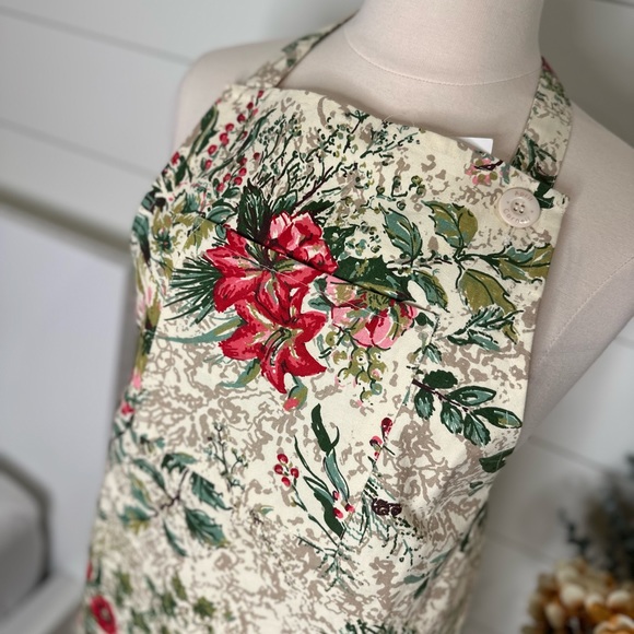 April Cornell Merry Vintage Christmas apron rose floral Holiday - Picture 10 of 10